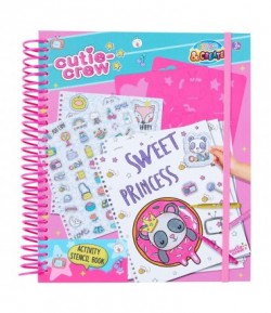Carte de colorat cu sabloane, Cutie Crew, 16 pagini de colorat, markere si creioane incluse, Multicolor