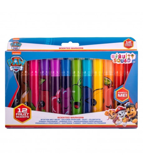 Set 12 carioci parfumate Fruity Squad Paw Patrol, cu varf gros