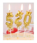 Lumanare pentru Tort Cifra 2, Model Coroana, Gold, Party