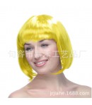 Peruca Cosplay pentru Femei, Stil Colorat, Tunsoare Bob cu Breton, Ideala pentru Carnaval, Halloween si Petreceri, Galben