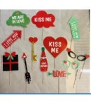 Set 12 Accesorii pentru Petrecere, Props pentru Photo Corner, Tematica Iubire, Multicolor
