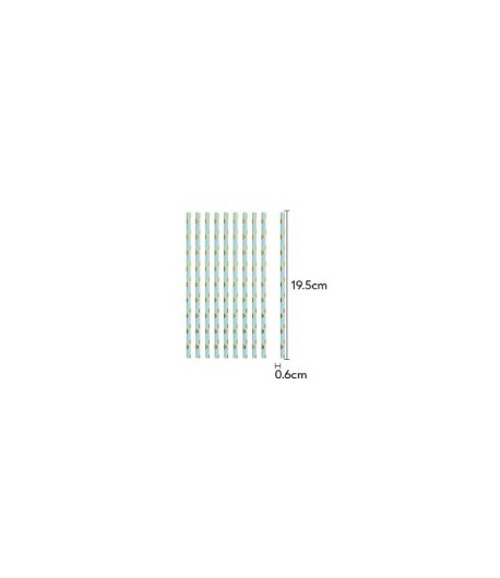 Set 10 Paie, din Hartie, 19.5 cm, Model cu Buline Aurii, Albastru