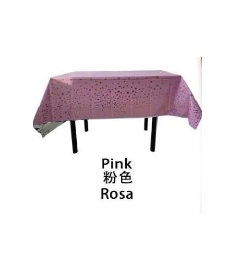 Fata de masa din folie metalica, roz+137*183cm