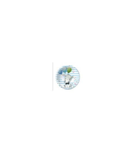 Set 10 Farfurii Unica Folosinta, Imprimeu Elefant, din Carton, 22 cm, Albastru
