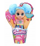 Papusa mini in con, Sweetyz, par albastru, 12 cm