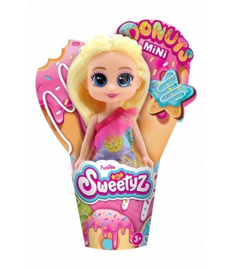 Papusa mini in con, Sweetyz, par blond, 12 cm