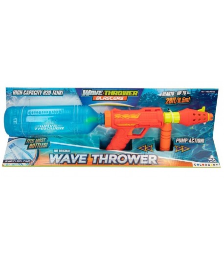 Pusca de apa Wave Thrower, 750 ml, raza de actiune 8.5 metri, Portocaliu/Albastru