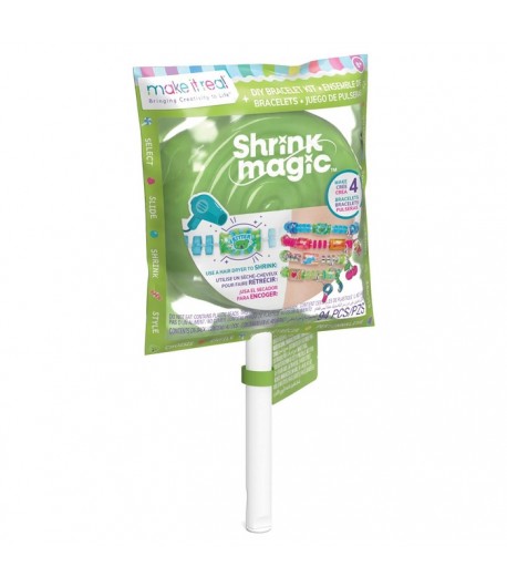 Kit de creatie bratari Make it real, Shrink Magic Lollipop, Verde