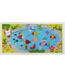 Puzzle de lemn 96 piese, Pisicuta la pescuit, 45 x 22 cm