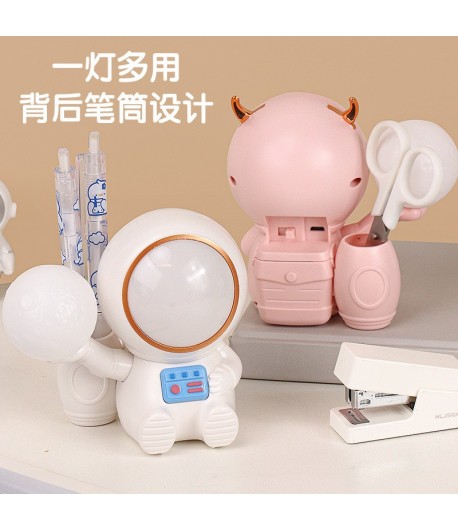 Lampa de Veghe 2in1,  Lampa, Ascutitoare si Spatiu Depozitare, Model Astronaut, Incarcare USB, din ABS, 12 x 7 x 11 cm, Lumina L
