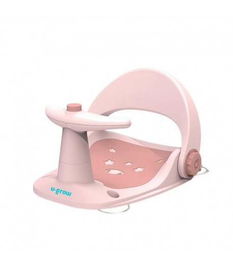Scaun baie bebe cu ghidon , spatar reglabil, roz pal, U-Grow