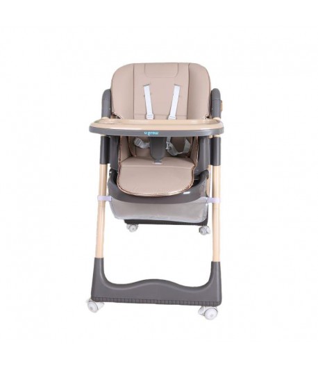 Scaun de masa cu inaltime reglabila, spatar ajustabil in 4 pozitii, pliabil, brown, U-Grow
