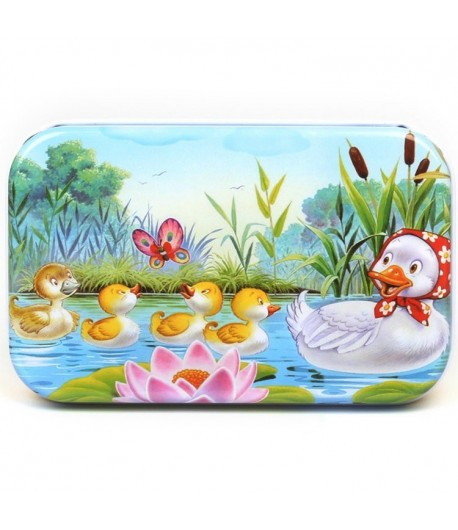 Puzzle 60 de Piese din Lemn in Cutie Metalica, Model Ratuste, Educativ, Dezvoltare Abilitati Cognitive, pentru Prescolari, 22.5x