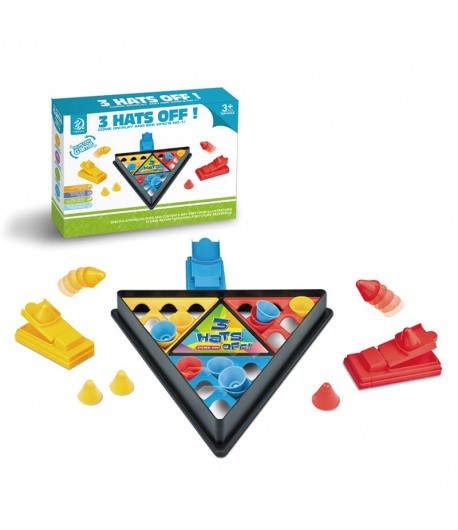 Joc Interactiv pentru Copii,  3 Hats Off, Tabla de Joc, Figurine Palarii, +3 Ani, Multicolor