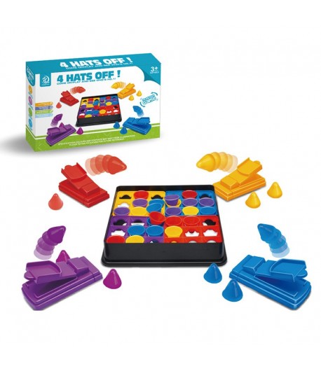 Joc Interactiv pentru Copii,  4 Hats Off, Tabla de Joc, Figurine Palarii, +3 Ani, Multicolor