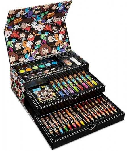 Set creativ de pictat cu Harry Potter, 42 piese, creioane cerate, carioci, acuarele si accesorii, in trusa, Maro