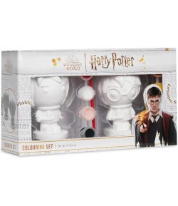 Set 2 figurine de pictat, Harry Potter, cu pensula si accesorii, 9 x 5.7 x 10.7 cm, Maro multicolor