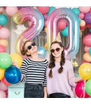 Balon din Folie Metalizata Figurina Cifra Gradient, Tema Aniversare 40 cm, Multicolor, Cifra 2