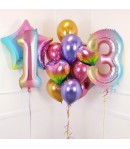 Balon din Folie Metalizata Figurina Cifra Gradient, Tema Aniversare 40 cm, Multicolor, Cifra 3
