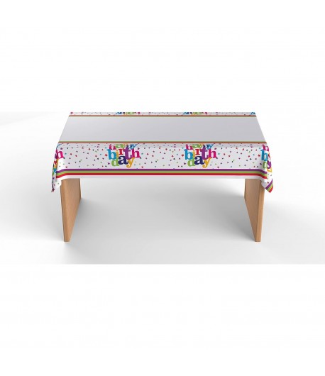 Fata de Masa Dreptunghiulara, Colectia Happy Birthday, 180 x 108 cm, din Plastic PE, Impermeabila, Multicolor