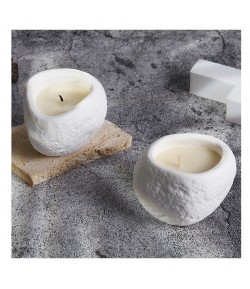 Lumanare Parfumata, Model Abstract, Aroma de Ploaie Osmanthus, din Ceara de Soia, 8 x 5.5 x 6 cm, Alb