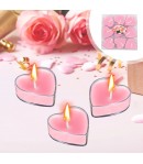 Set 9 Lumanari in Forma de Inima, pentru Ziua Indragostitilor, Aroma de Trandafiri, Ardere 3.5 h, din Parafina, 4 x 2 cm, Roz