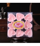 Set 9 Lumanari in Forma de Inima, pentru Ziua Indragostitilor, Aroma de Trandafiri, Ardere 3.5 h, din Parafina, 4 x 2 cm, Roz