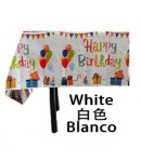 Fata de masa din folie, cu Happy birthday, alba+137*274cm