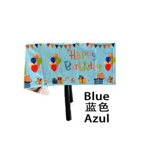 Fata de masa din folie, cu Happy birthday, albastra+137*183cm