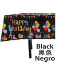 Fata de masa din folie, cu Happy birthday, negru+137*183cm