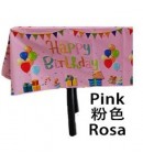 Fata de masa din folie, cu Happy birthday, roz+137*274cm