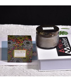 Lumanare Parfumata, Model Borcan, Gri, Aroma de Lemn de Santal