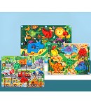 Joc Montessori cu Bile, Creion Magnetic, Tip Labirint, din Lemn, Model Brontozaur, 18x21 cm, Verde