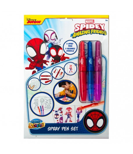 Set 3 carioci magice de suflat cu 3 sabloane reutilizabile Spidey, 3+ ani, Multicolor