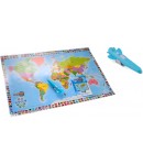 Harta interactiva a Lumii cu creion interactiv, Momki - 4 moduri de joc, bilingva - româna & engleza, 90x60 cm, 6+ ani