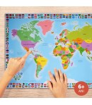 Harta interactiva a Lumii cu creion interactiv, Momki - 4 moduri de joc, bilingva - româna & engleza, 90x60 cm, 6+ ani