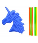 Jucarie senzoriala interactiva, antistres, model Unicorn, cu 11 betisoare multicolore, doua fete de joc, din silicon, 18.5 cm, A