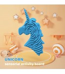 Jucarie senzoriala interactiva, antistres, model Unicorn, cu 11 betisoare multicolore, doua fete de joc, din silicon, 18.5 cm, A