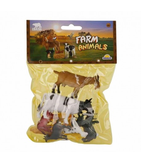 Set figurine animale de la ferma in punga mica, Crazoo