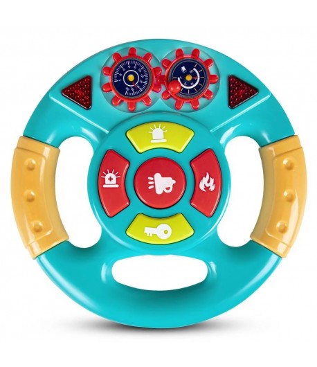 Volan Interactiv Muzical pentru Copii cu Sunete si Lumini, Jucarie Educativa Tip Simulator Auto cu Butoane Interactive si Elemen