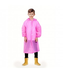 Pelerina de Ploaie, pentru Copii 100-145 cm, din EVA, Impermeabila, Inchidere cu Capse, Roz