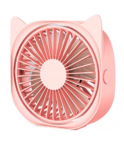 Mini ventilator pentru birou cu usb, rotire 360 grade, 3 viteze, 13.5 x 12,8 cm, Roz