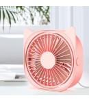 Mini ventilator pentru birou cu usb, rotire 360 grade, 3 viteze, 13.5 x 12,8 cm, Roz