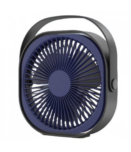 Mini ventilator pentru birou cu usb, rotire 360 grade, 3 viteze, 1500 mA, 13.5 x 12,8, Albastru
