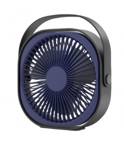Mini ventilator pentru birou cu usb, rotire 360 grade, 3 viteze, 4000 mA, 13.5 x 12,8, Albastru