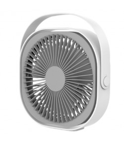 Mini ventilator pentru birou cu usb, rotire 360 grade, 3 viteze, 4000 mA, 13.5 x 12,8, Gri