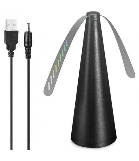 Ventilator Exterior, Repelent pentru Muste/Tantari, Cablu USB, Slot Baterii, 9 x 9 x 20 cm, Negru