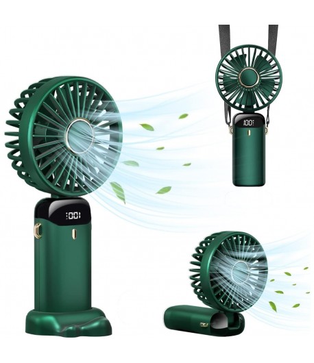 Ventilator Ultra Portabil cu Aromaterapie, 3 in 1, de Mana, de Birou, de Gat, Incarcare USB, Autonomie 12h, Pliabil, cu Ecran LC