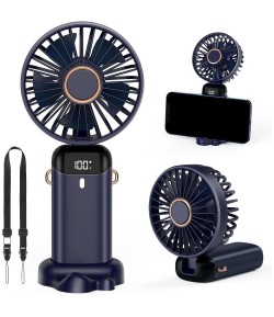 Ventilator Ultra Portabil cu Aromaterapie, 3 in 1, de Mana, de Birou, de Gat, Incarcare USB, Autonomie 12h, Pliabil, cu Ecran LC