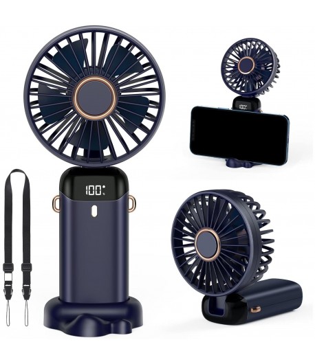Ventilator Ultra Portabil cu Aromaterapie, 3 in 1, de Mana, de Birou, de Gat, Incarcare USB, Autonomie 12h, Pliabil, cu Ecran LC